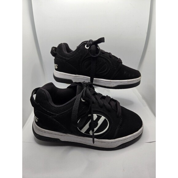 Heelys Voyager Wheeled Rolling Tennis Shoes Youth Size 1 Black White - Picture 1 of 7